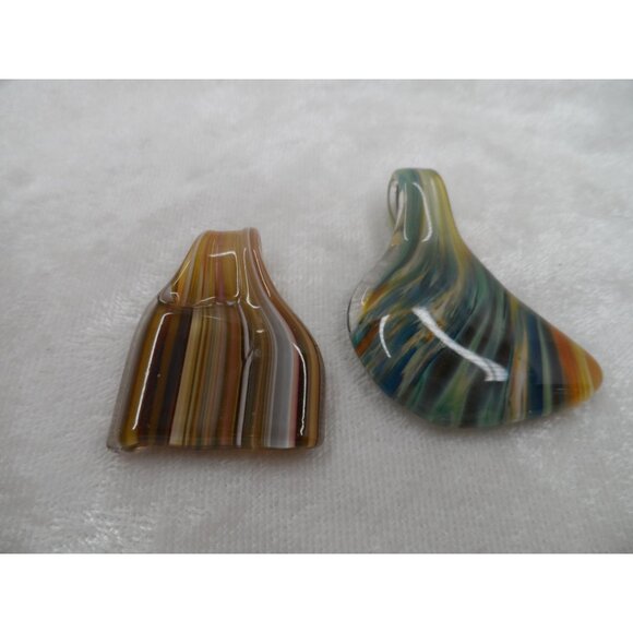 Glass Fish Tale Pendant Necklace Set With Black Cord Set of 2 - Picture 2 of 5